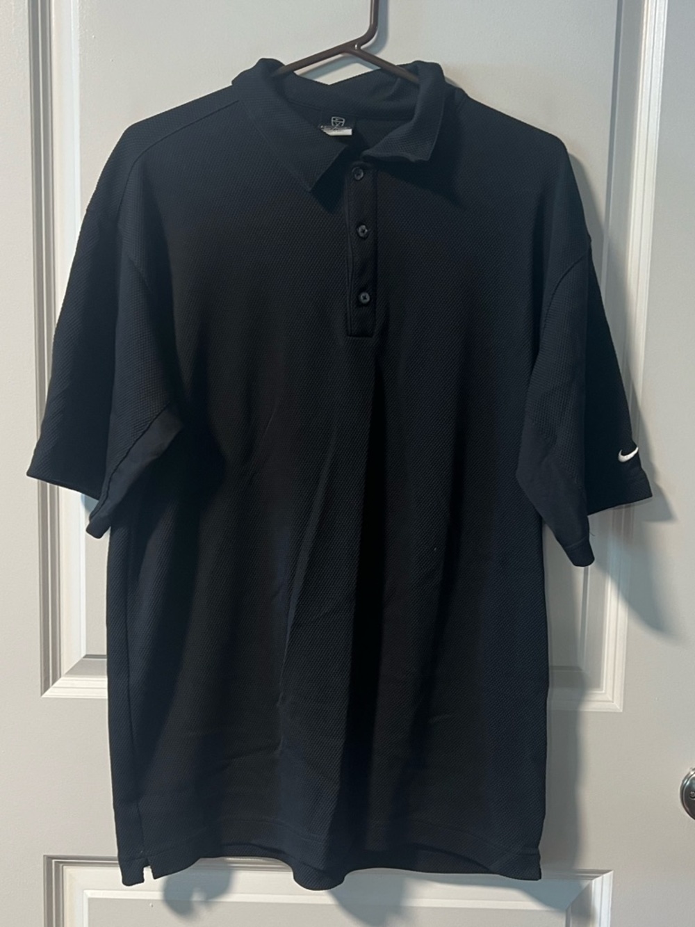 Nike fit dry Black Short-Sleeve Polo with Subtle Swoosh